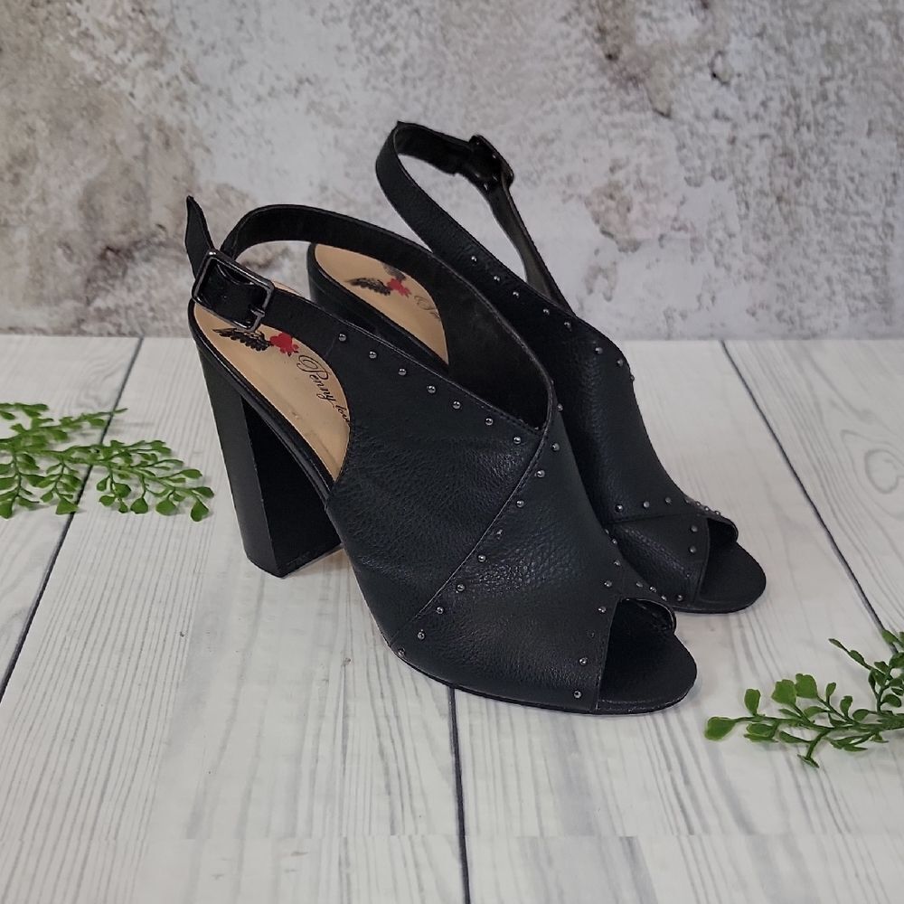 Penny Loves Kenny Happer Studded Black Slingback Sandals Womens Size 8.5